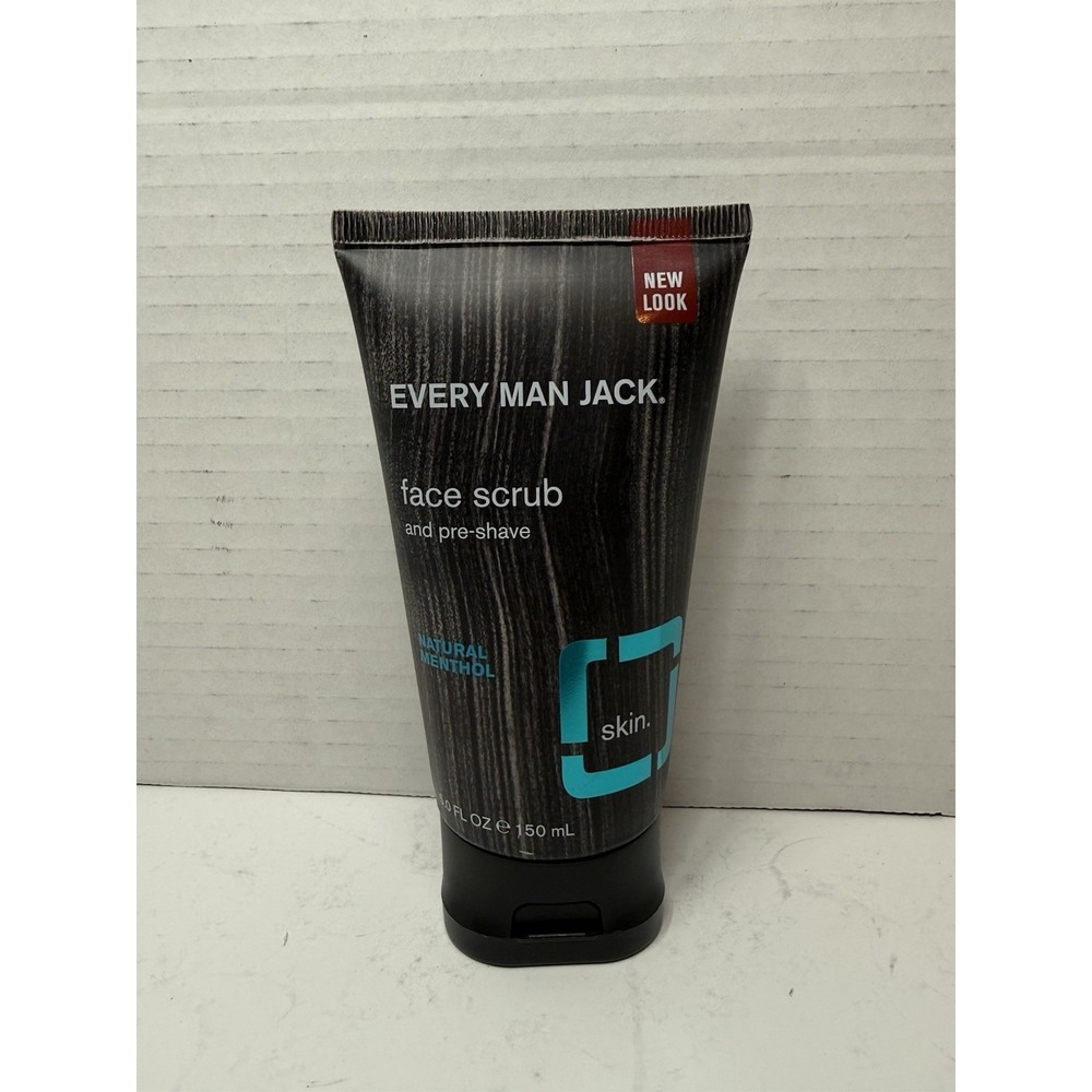 New 5 Oz Every Man Jack Face Scrub and Pre Shave Natural Menthol Fragrance Free